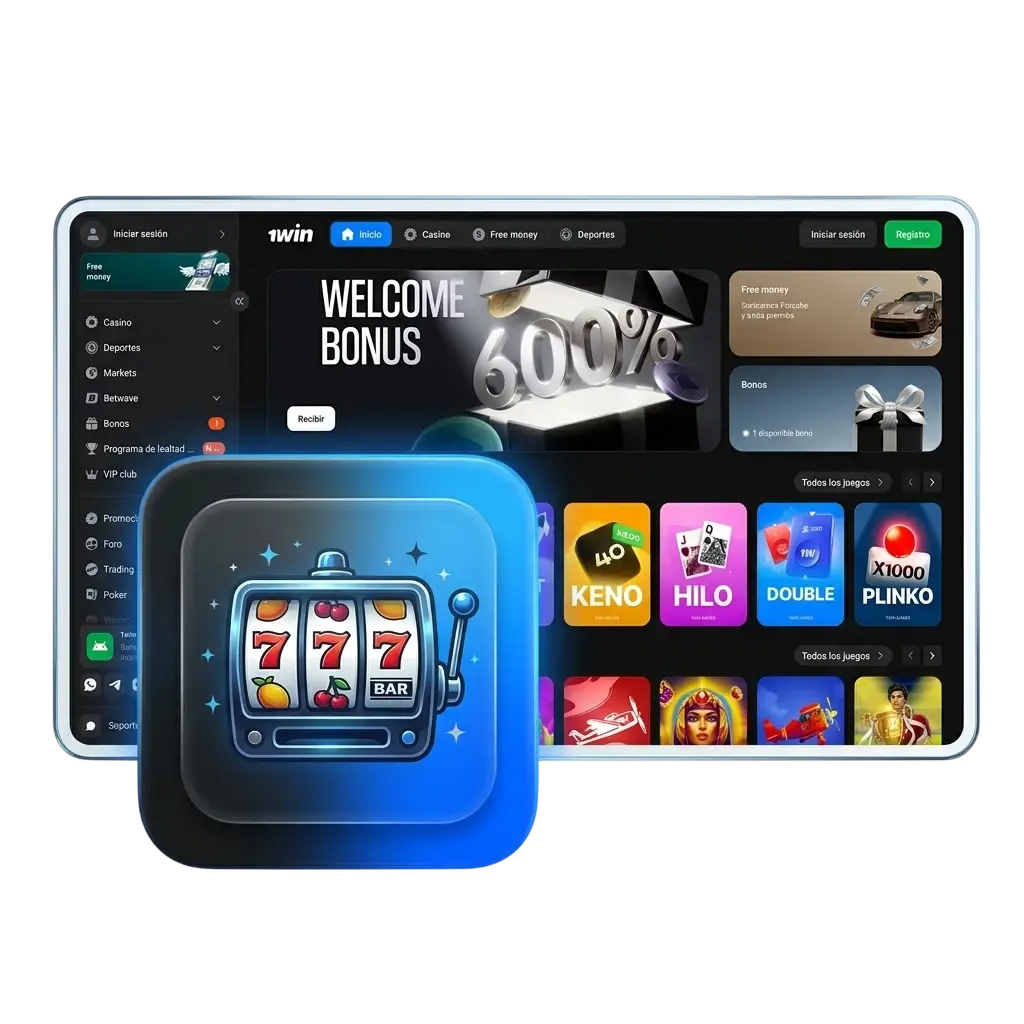 Plataforma 1win Casino Colombia con tragamonedas, ruleta, blackjack, apuestas deportivas y bonos de bienvenida