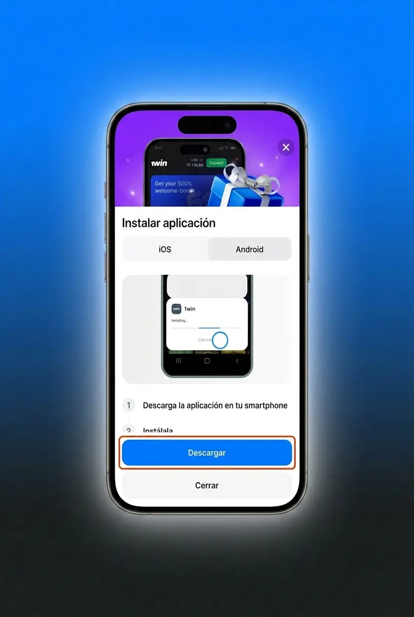 Descarga e instalación del APK de 1win en Android desde ajustes de seguridad para fuentes desconocidas