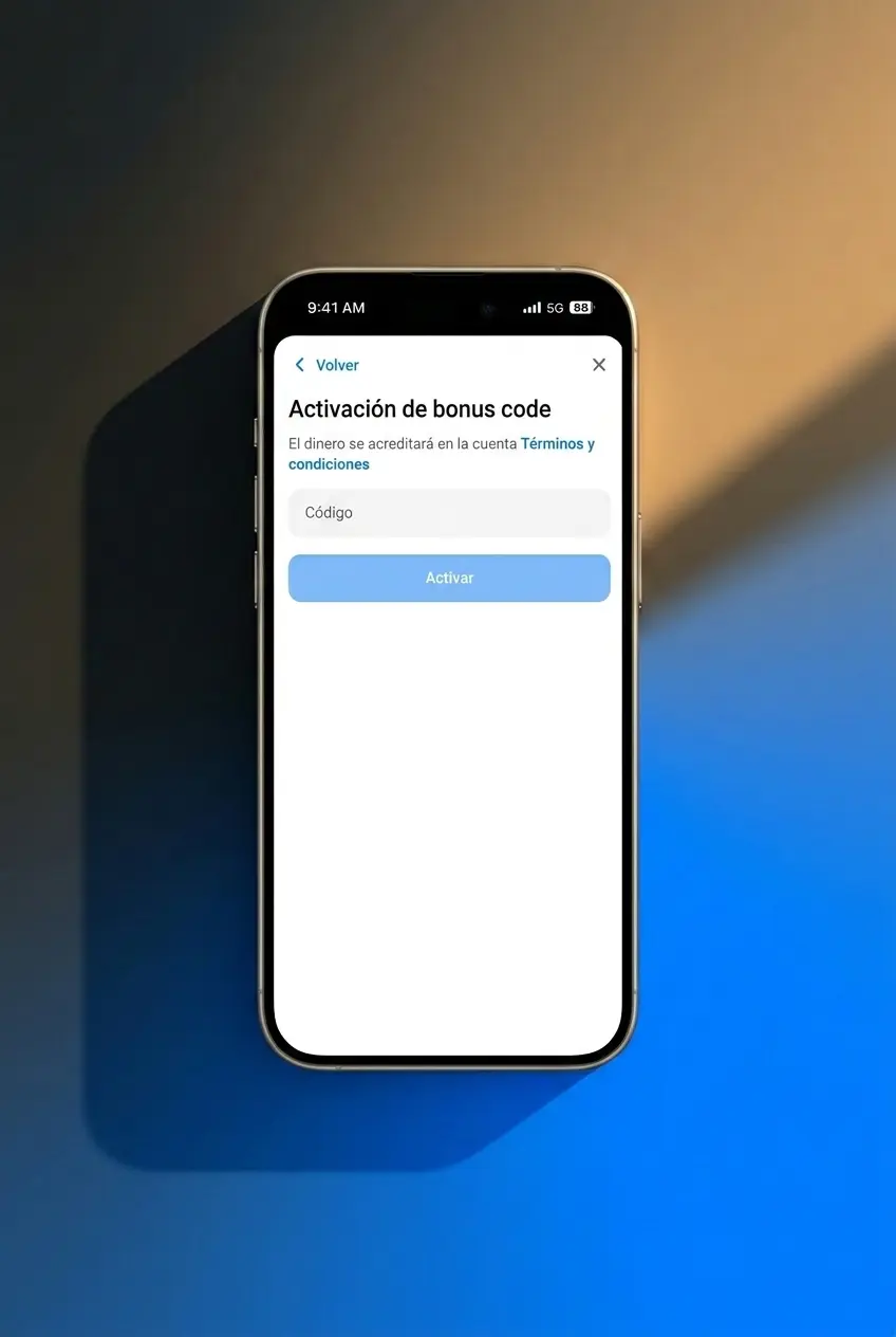 Activación de código promocional en la app móvil de 1win para Android e iOS con campo de bono en registro