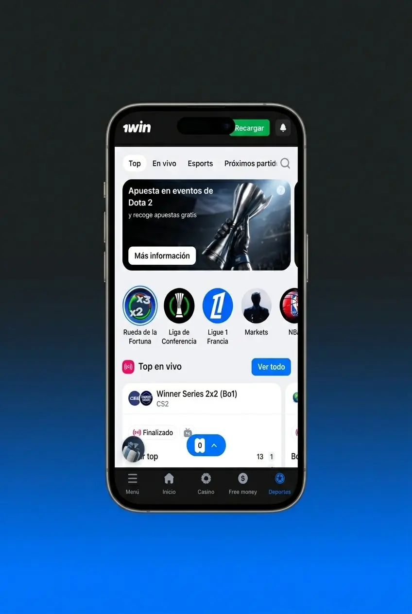 Pantalla de apuestas de MMA en la app móvil de 1win con mercados de UFC en vivo